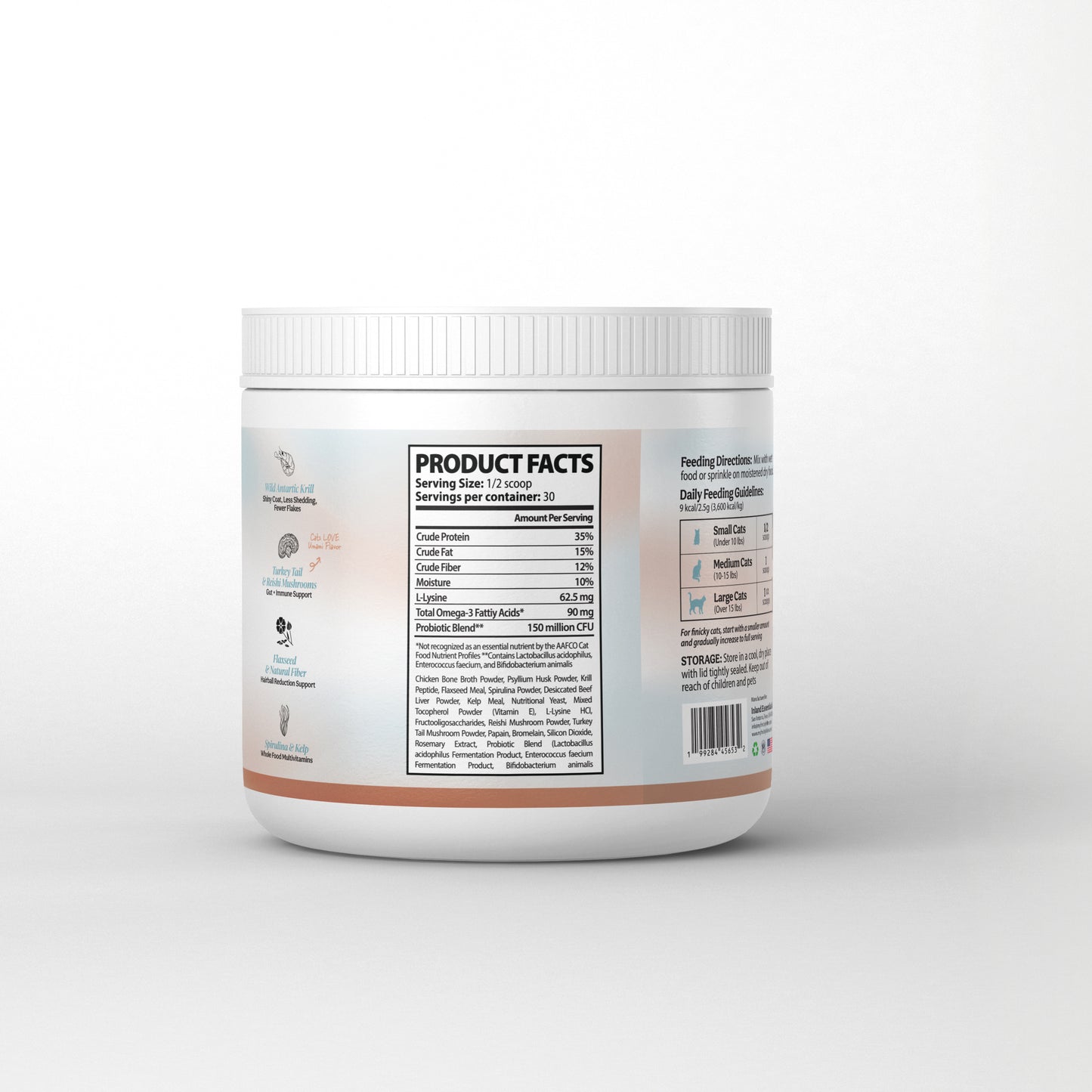 Indoor Cat Multivitamin Food Topper with Omega 3, Probiotics & L-Lysine