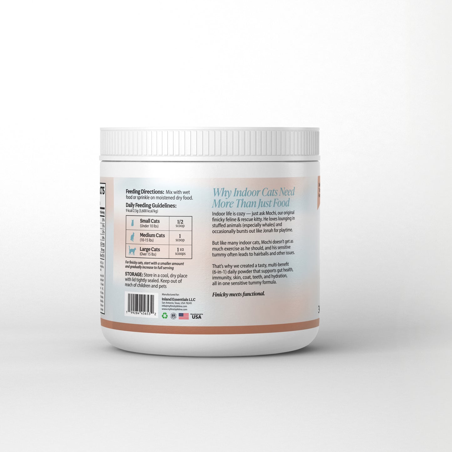 Indoor Cat Multivitamin Food Topper with Omega 3, Probiotics & L-Lysine